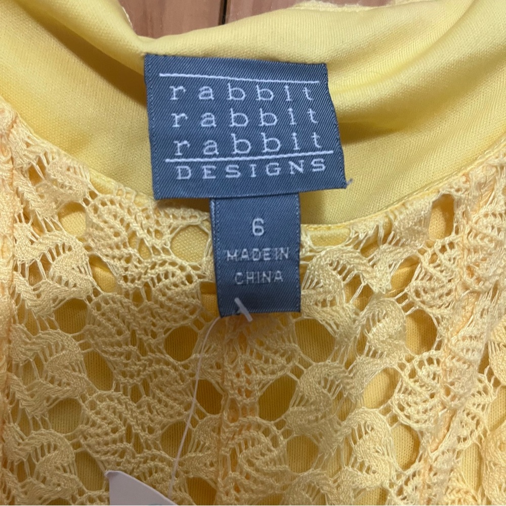 Rabbit Rabbit Rabbit Yellow Crochet Dress Size 6 NWT - Picture 9 of 12
